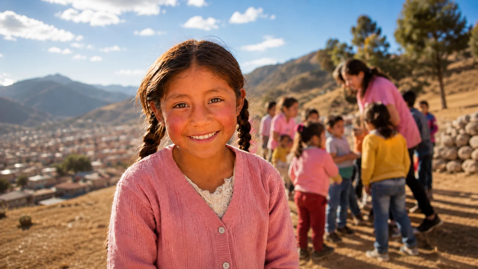 Niña de Oruro sonriendo en una jornada de Fundación Beréa