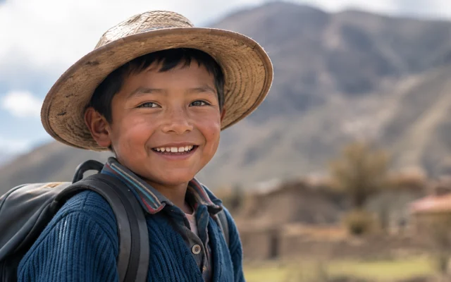 Niño de Oruro con mochila, Fundación Beréa