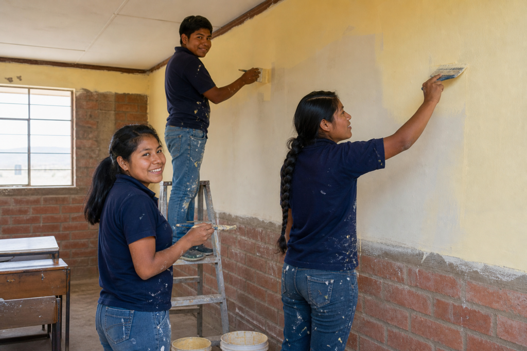 Pintamos el aula de Iroco: el crema todavía olía a fresco el sábado
