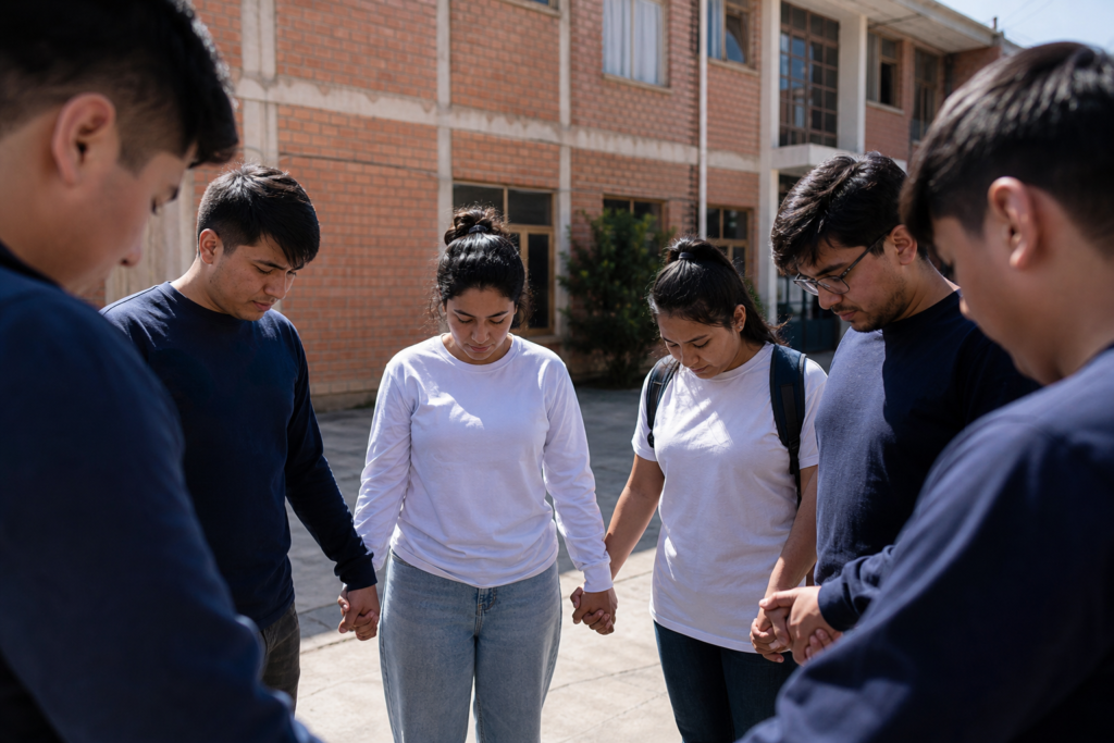 Antes de abrir el portón, el equipo oró los nombres del sábado